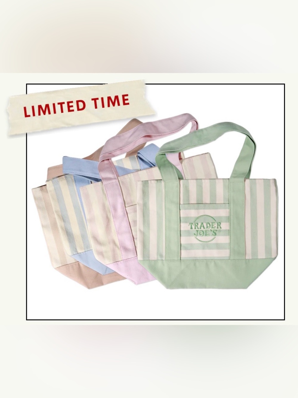 💛Trader Joe’s Striped Canvas Mini Tote Bags Set of 4 Summer  Limited FIRM 🌊☀️